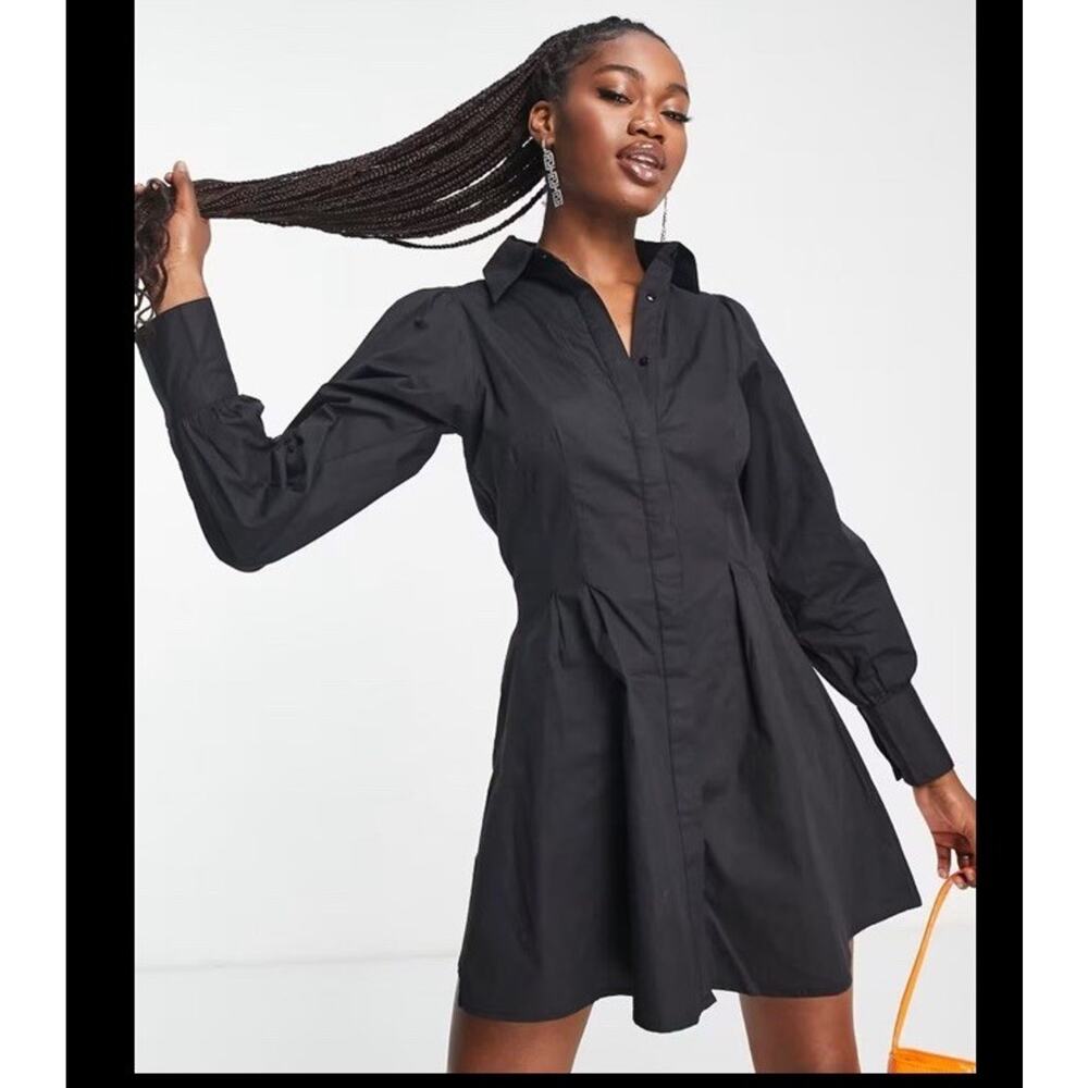In The Style X Pierre Sian Utility Dress In Black Button Up Size 12